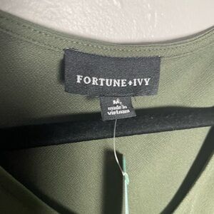 Fortune + Ivy Women's Olive Blouse